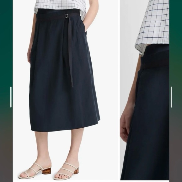 Vince Belted Midi Skirt in Coastal Size 6 - Picture 2 of 10